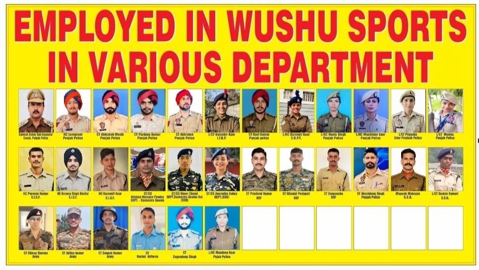 Employed in Wushu Sports in Various Departments